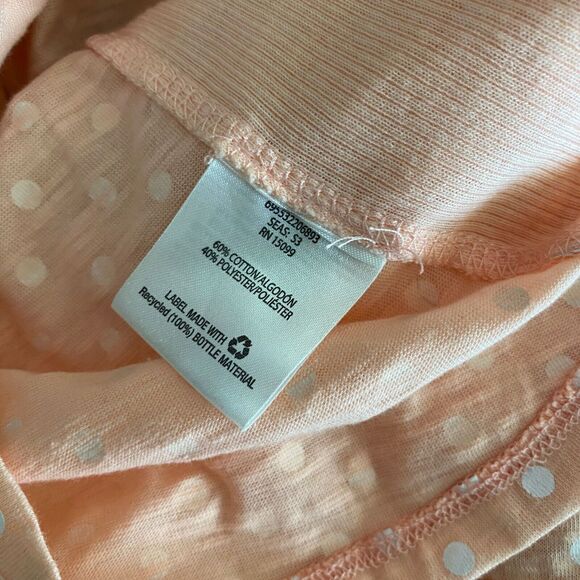 Y2K 2000s Bongo NWT Size L Top Peach Pink Polka Dot Collar Button Down Roll Tab - Picture 10 of 10